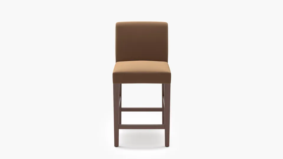 Signature Dining Counter Stool, Fawn Performance Velvet, Walnut Square Tapered Leg