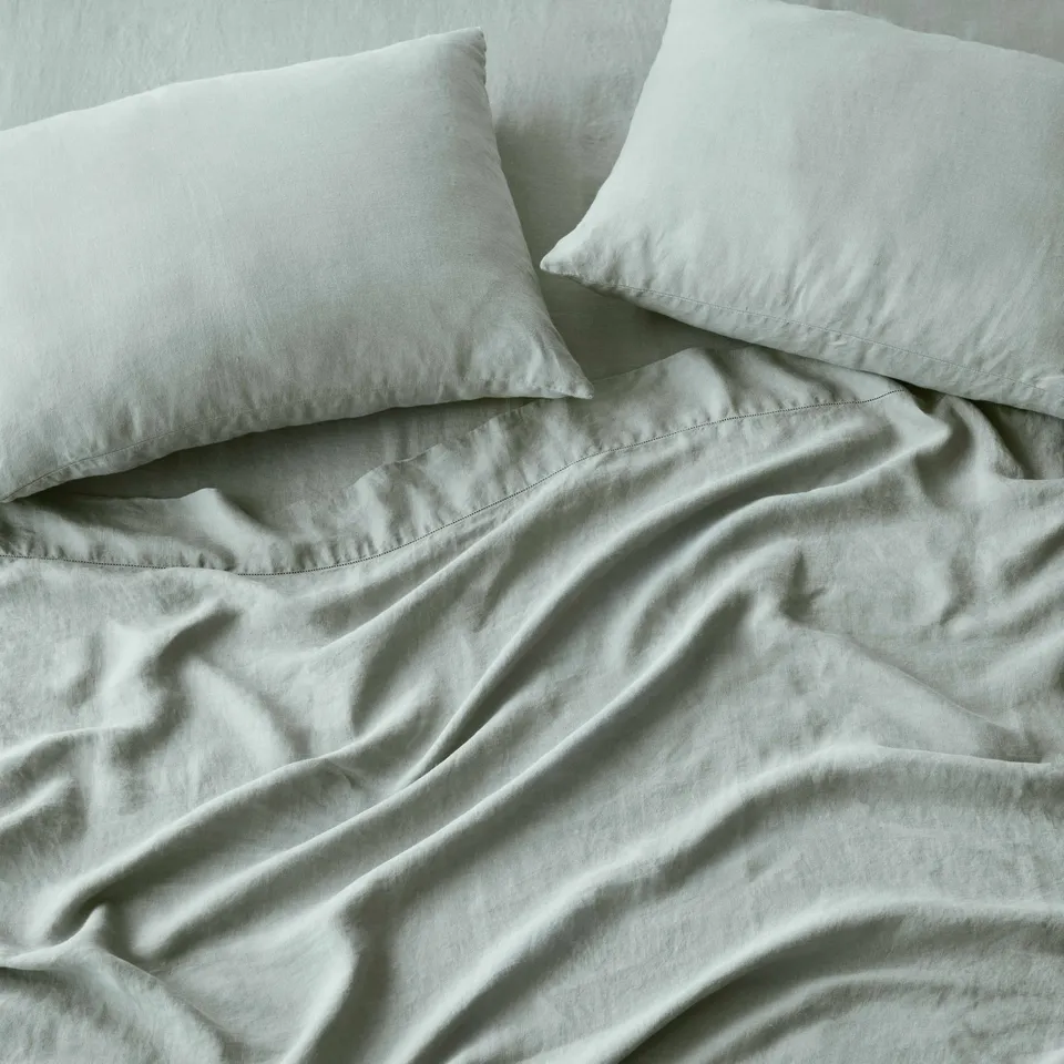 The Citizenry Stonewashed Linen Bed Sheet Set | Queen | Seaglass