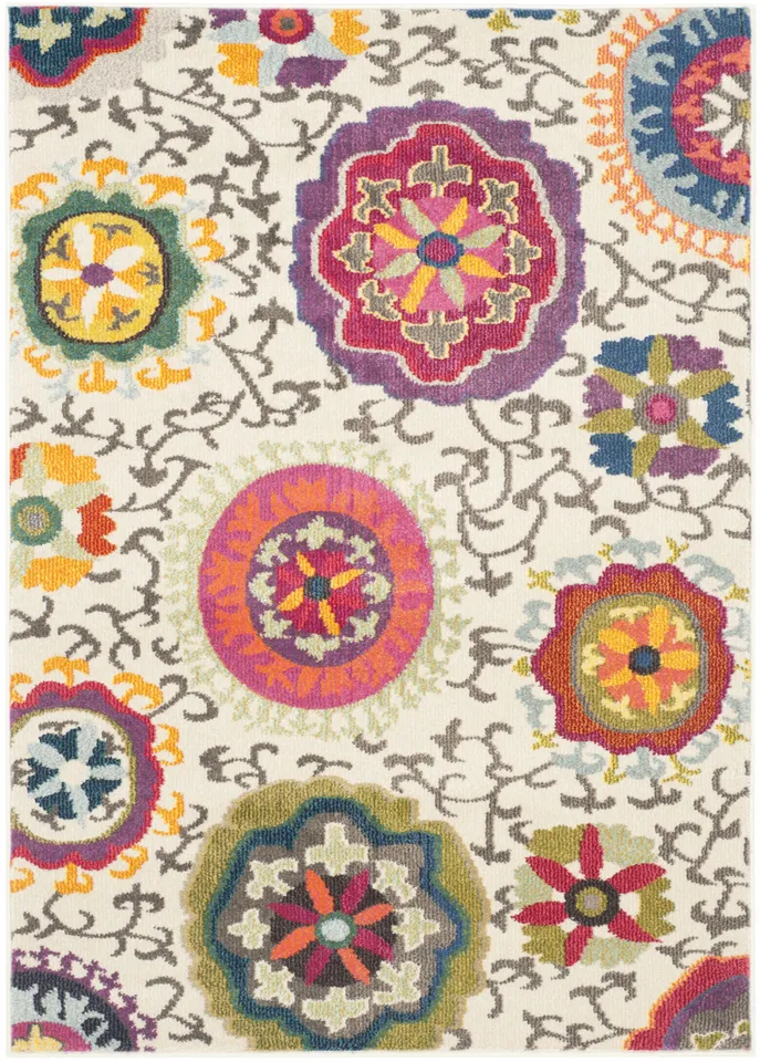Arlo Home Woven Area Rug, MNC233A, Ivory/Multi,  4' X 5' 7"