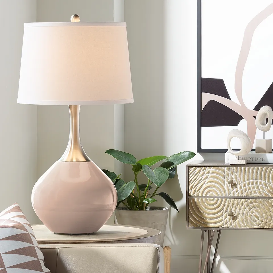 Italian Coral Fog Linen Shade Spencer Table Lamp