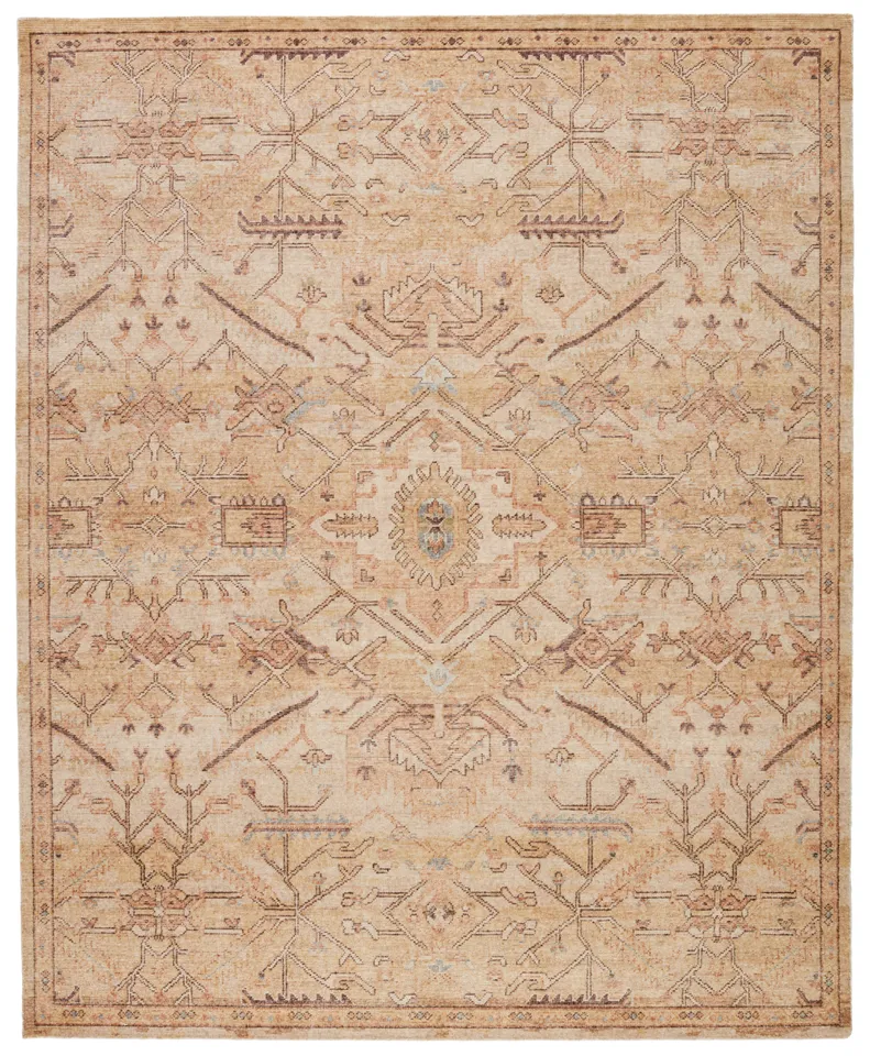 Florian Hand-Knotted Medallion Gold/ Tan Area Rug (9'X12')