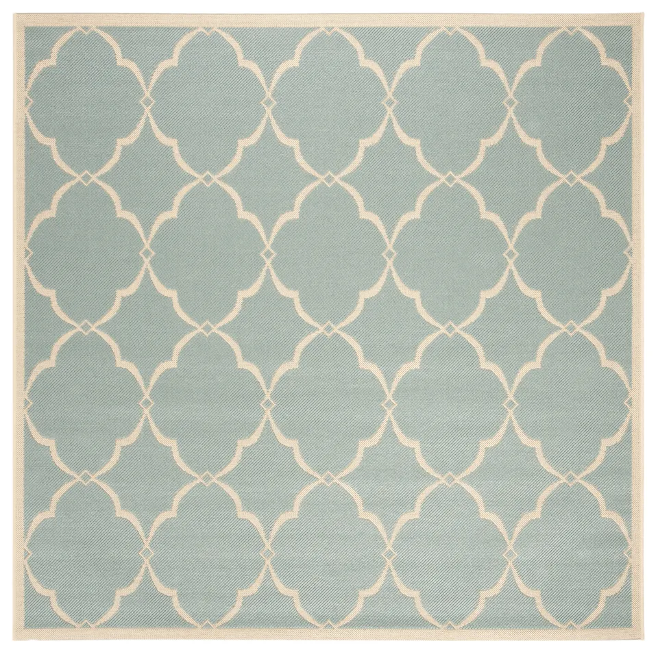 Arlo Home Indoor/Outdoor Woven Area Rug, LND125K, Aqua/Cream,  6' 7" X 6' 7" Square