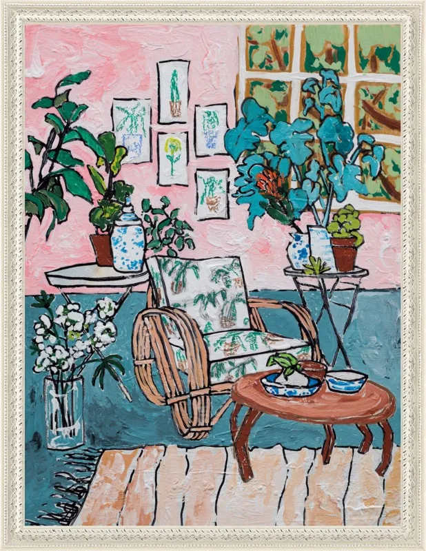 Cane Chair in Tropical Interior by Lara Lee Meintjes for Artfully Walls