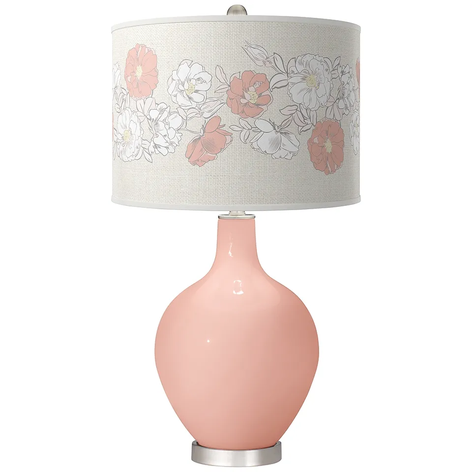 Color Plus Ovo 28 1/2" High Rose Bouquet Shade Rose Pink Table Lamp