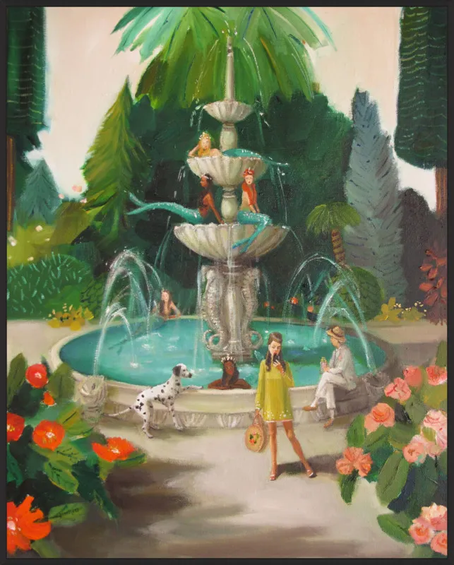 Selfie At The Mermaid Public Fountain by Janet Hill for Artfully Walls