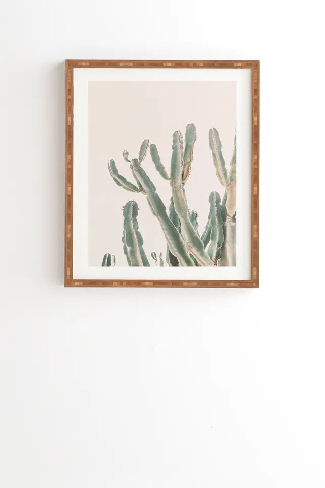 Sunrise Cactus by Sisi and Seb - Framed Wall Art Bamboo 20" x 20"