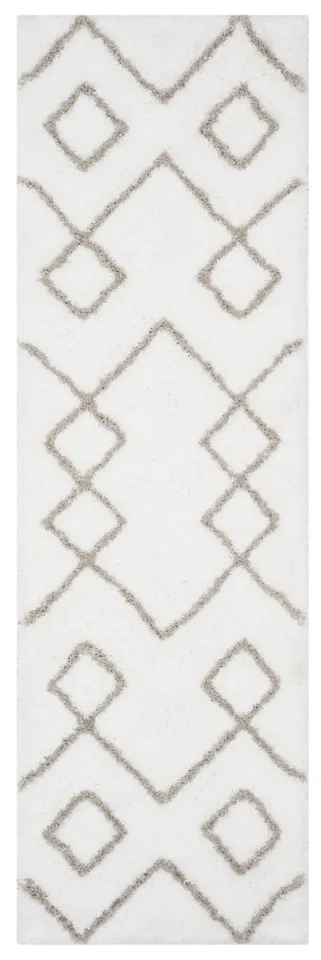 Arlo Home Hand Tufted Area Rug, SGT609A, Ivory/Silver,  2' 3" X 8'