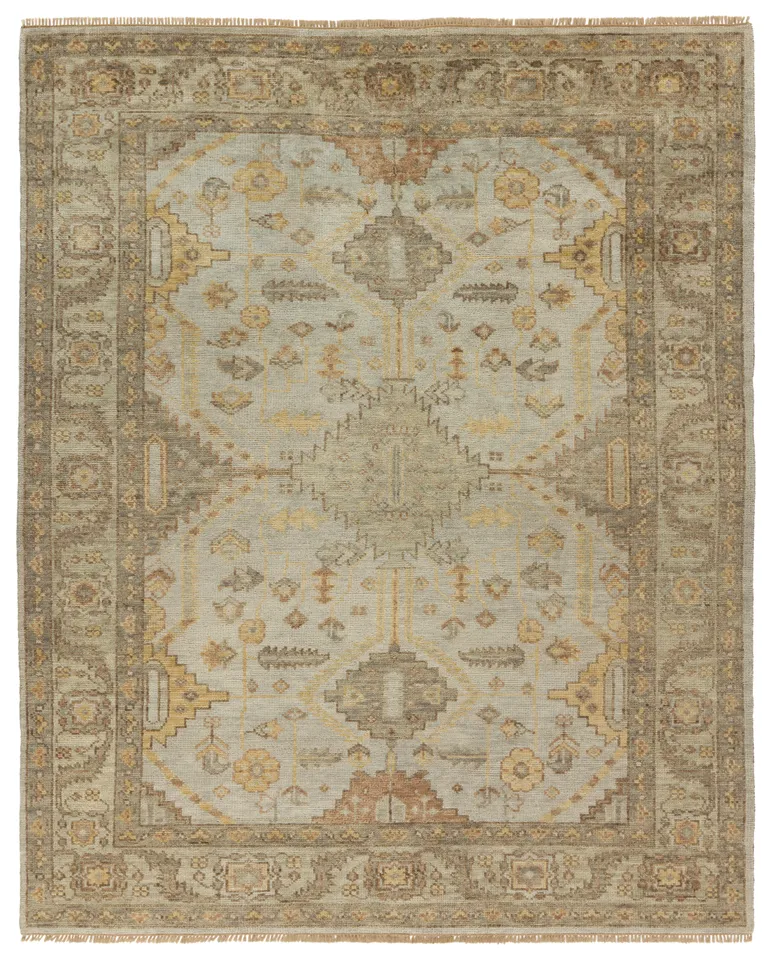Gehenna Handknotted Medallion Gray/Brown Area Rug (10'X14')