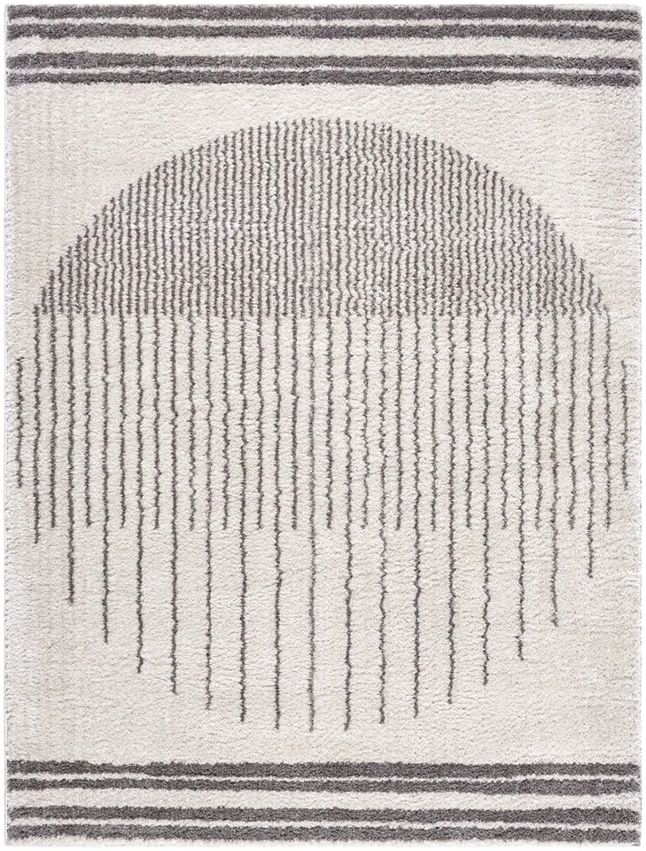 Fossay Shag Beige Indoor 2' x 2'11" Machine Woven Rug