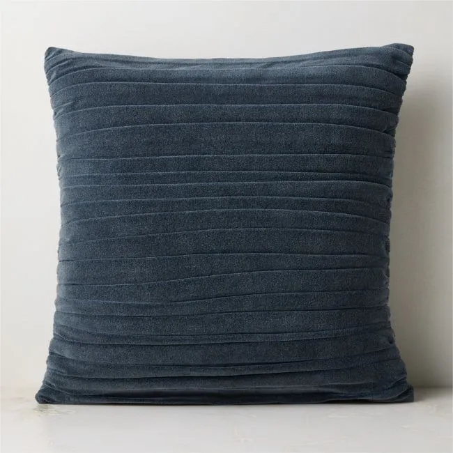 Ruched Navy Velvet Throw Pillow Cover 20"x20" by Todd Snyder