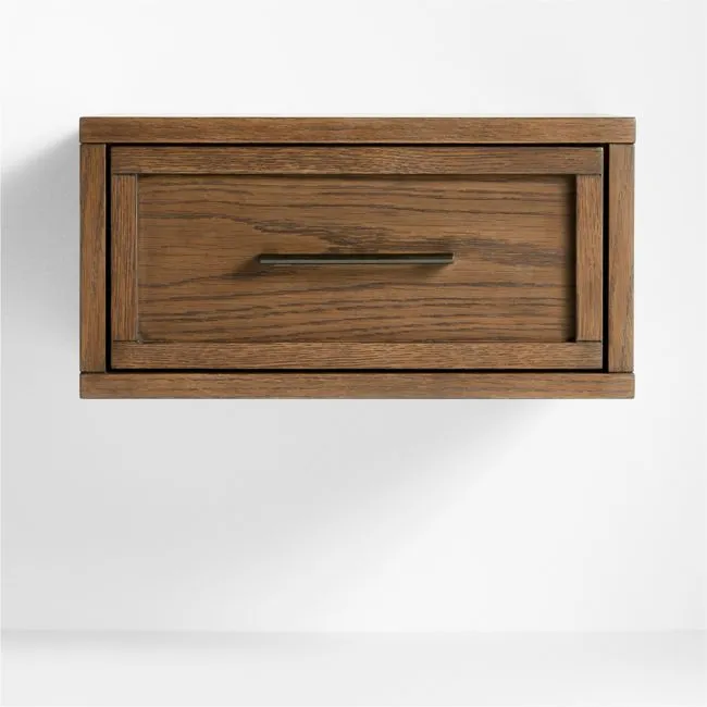Set of 2 Oliver 16" Deep Brown Wood Floating Kids Nightstand with Drawer
