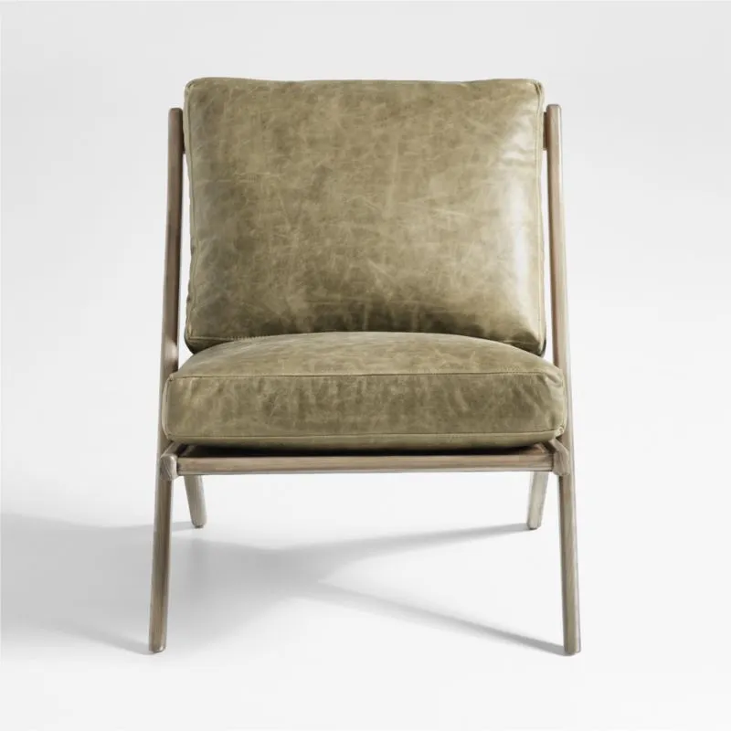 Pose Wood and Leather Accent Chair