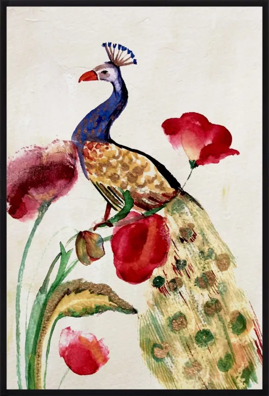 blue gold peacock by Ruti Shaashua for Artfully Walls