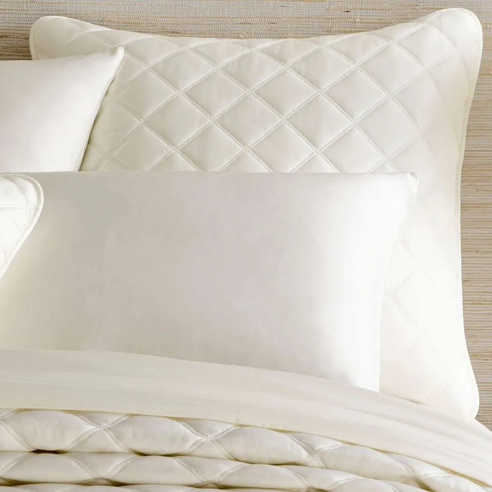 Quilted Silken Solid Ivory Sham
