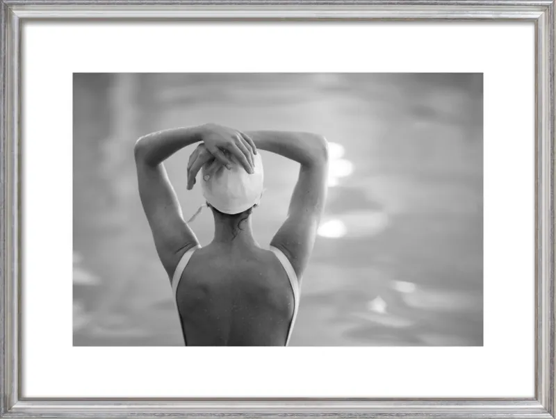 Woman Swimmer in a White Cap by Lucy Snowe for Artfully Walls