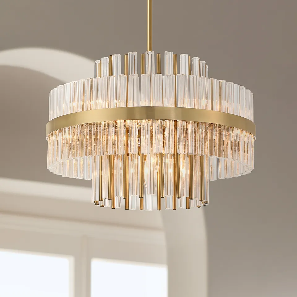 Possini Euro Jenna 20" Wide 8-Light Soft Gold and Crystal Chandelier