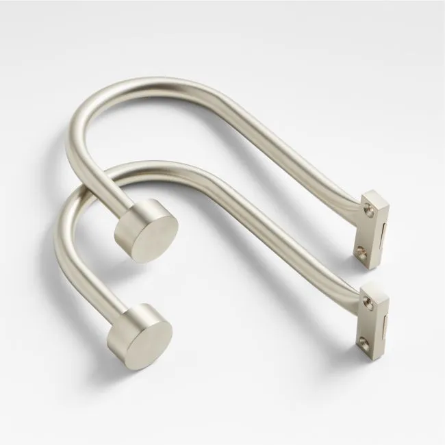 Brushed Nickel Window Curtain Tiebacks, Set of 2