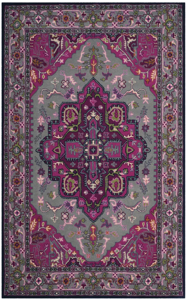Arlo Home Hand Tufted Area Rug, BLG541B, Grey/Pink,  5' X 8'