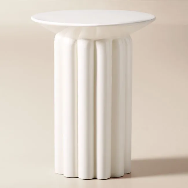 Cassis White High-Gloss Lacquered Outdoor Side Table