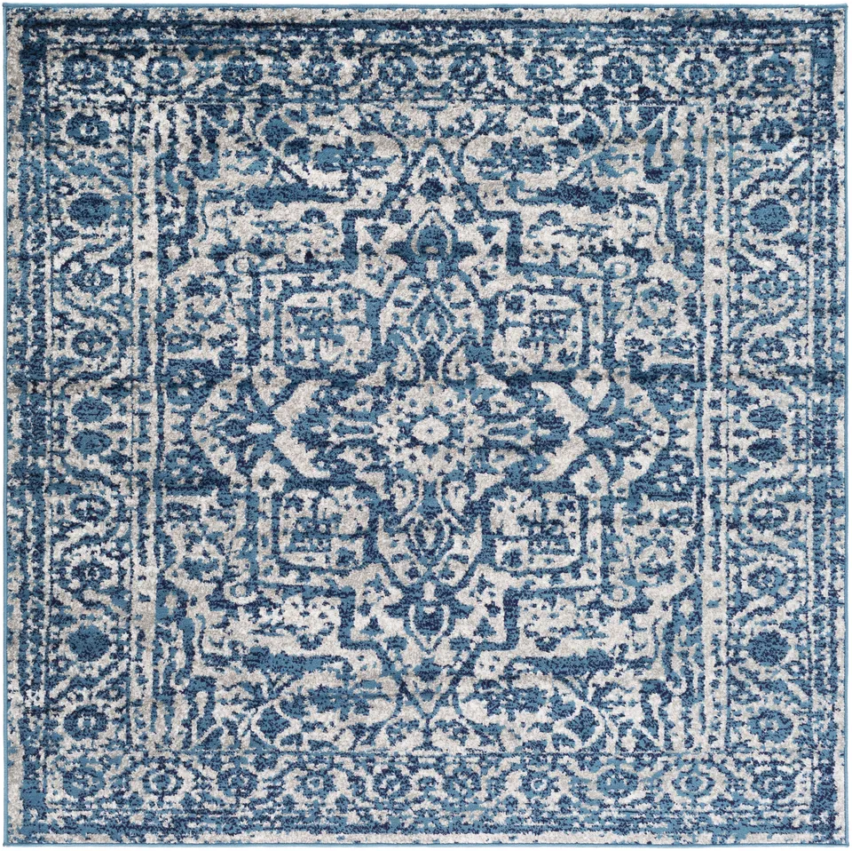Monte Carlo Blue Indoor 6'7" x 6'7" Machine Woven Rug