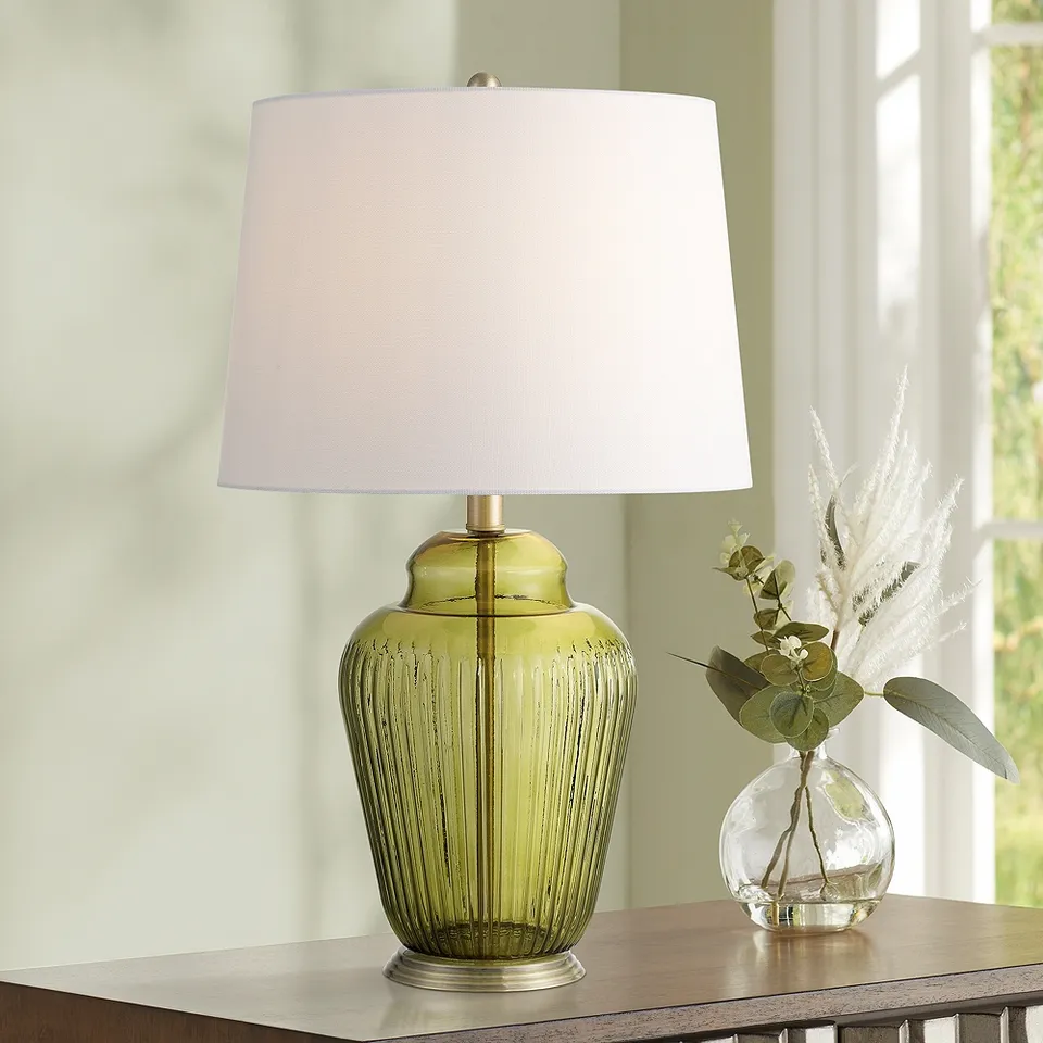 Grimmia 24" High Moss Green Vintage Glass Table Lamp