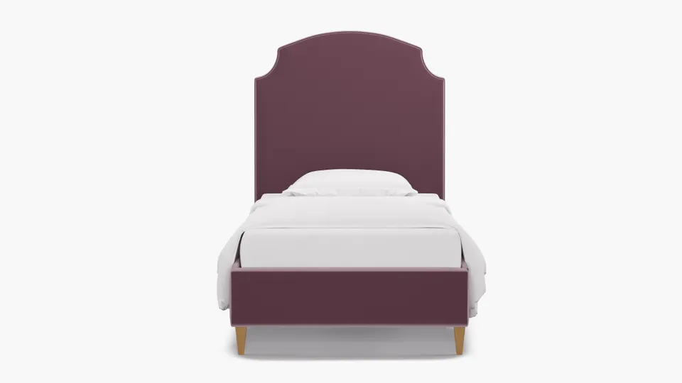 Cove Bed, Lavender Performance Plush Velvet, Natural Square Tapered Leg, Twin