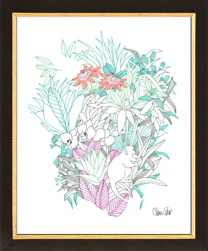 Passionflowers, orchids and the squirrel monkey  by Claire Colin for Artfully Walls