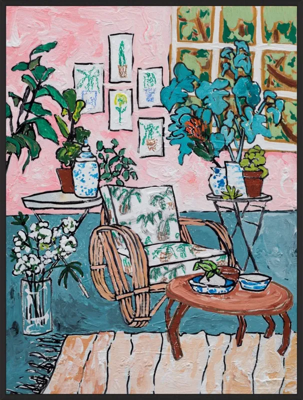 Cane Chair in Tropical Interior by Lara Lee Meintjes for Artfully Walls