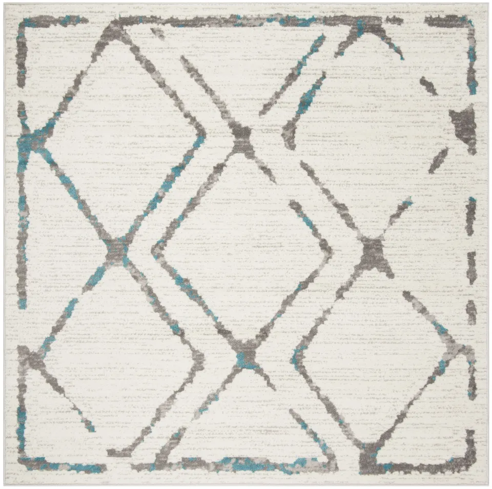 Arlo Home Woven Area Rug, SKY197D, Ivory/Blue,  6' 7" X 6' 7" Square