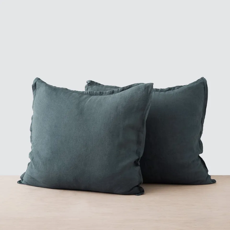 The Citizenry Stonewashed Linen Euro Shams Set of 2 | Black