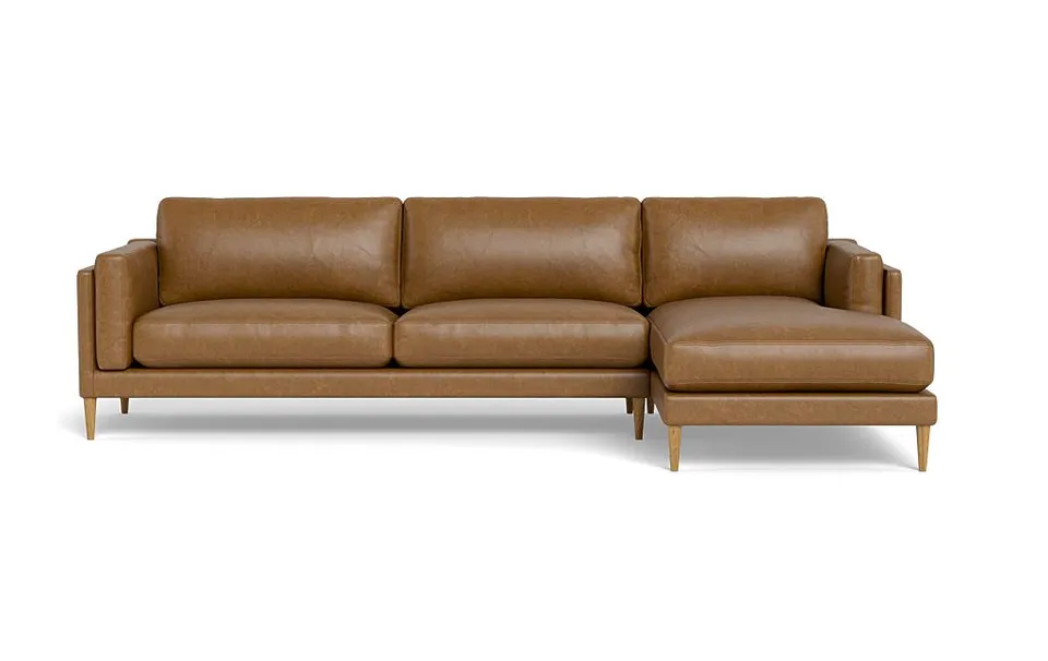 Gaby Leather 3-Seat Right Chaise Sectional