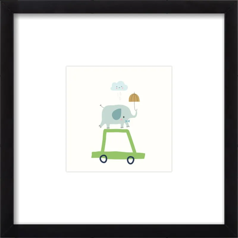 Retro Elephant and Car by Sarah Betz - Little Cube for Artfully Walls