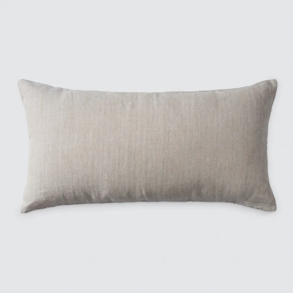 The Citizenry Prisha Linen Lumbar Pillow | 14" x 54" | Flax