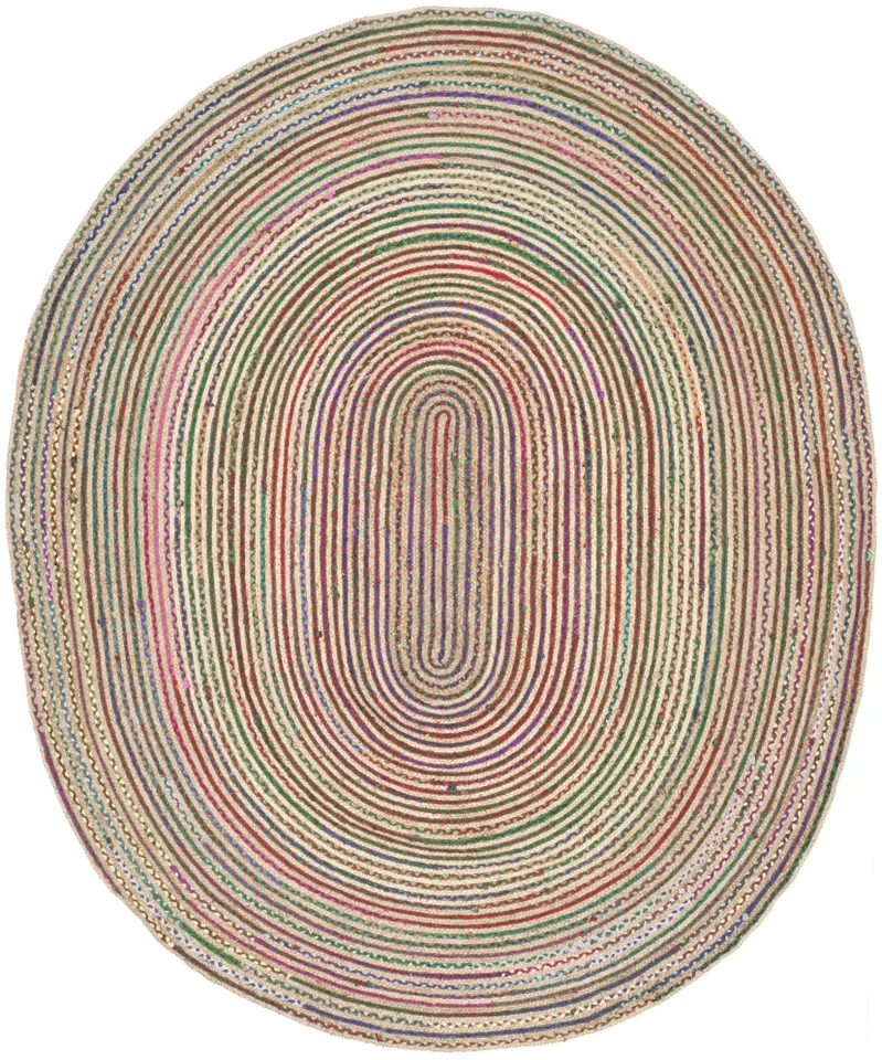 Arlo Home Hand Woven Area Rug, CAP251A, Natural/Multi,  9' X 12' Oval