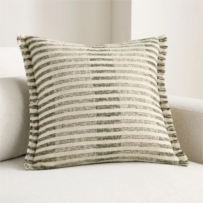 Bibury Wool Blend 20"x20" Burnt Green Throw Pillow Cover