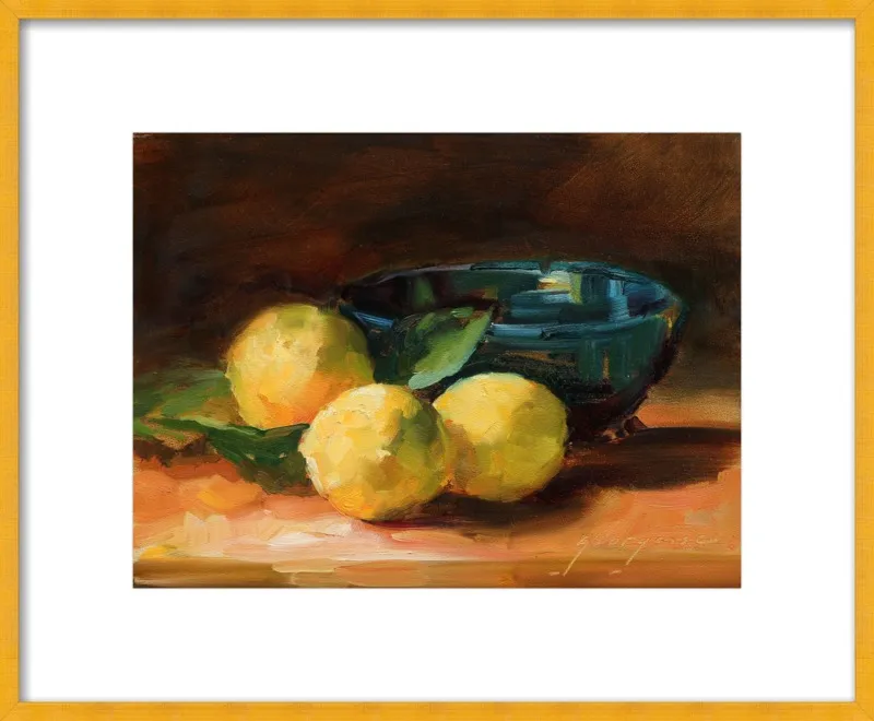 Lemons and Blue Bowl by Georgesse Gomez for Artfully Walls