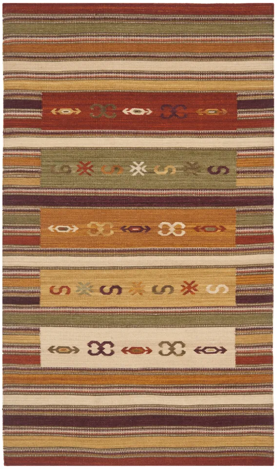 Arlo Home Hand Woven Flatweave Area Rug, NVK178A, Burgundy/Multi,  4' X 6'