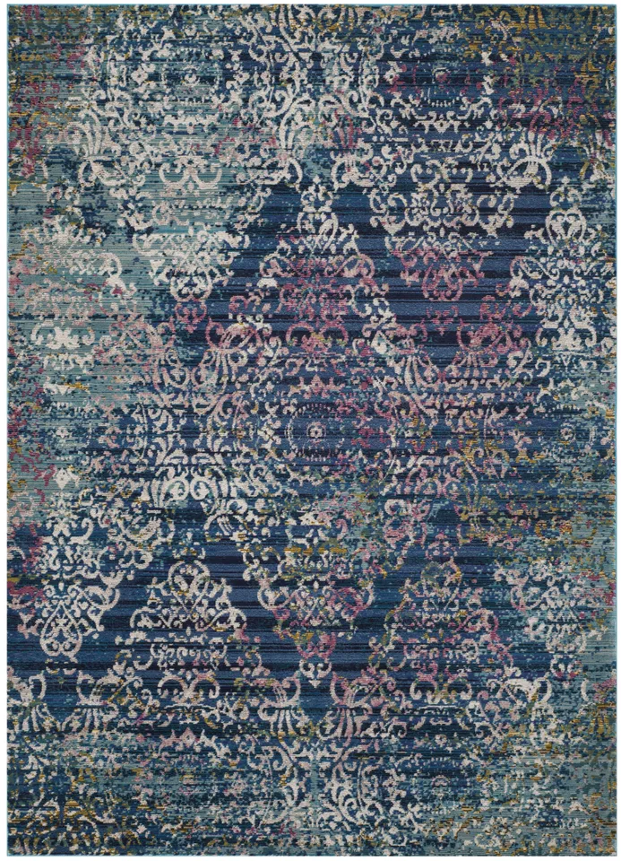 Arlo Home Woven Area Rug, ARA128B, Blue/Multi,  5' 1" X 7' 6"