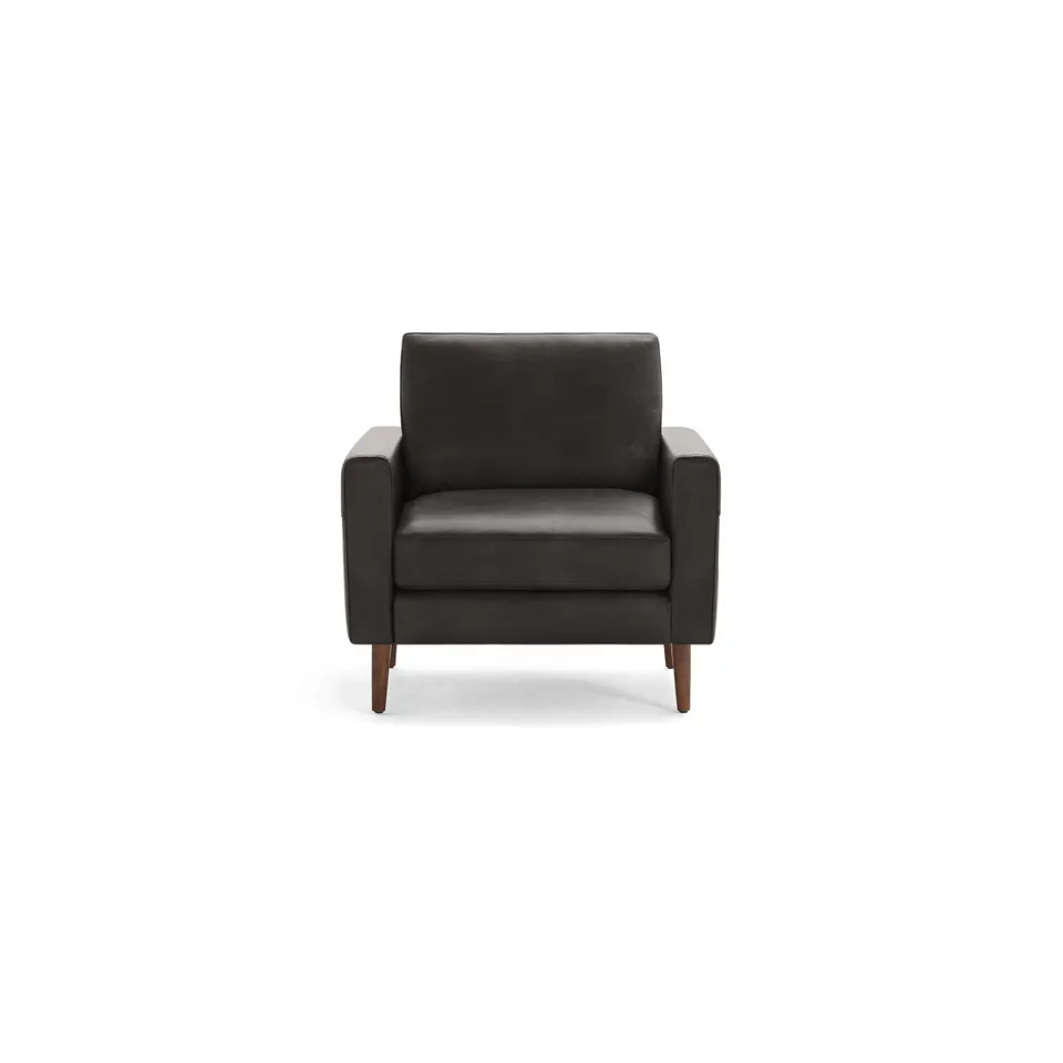 Nomad Leather Club Chair - Slate - Top Grain Leather / Walnut - Wood / Block