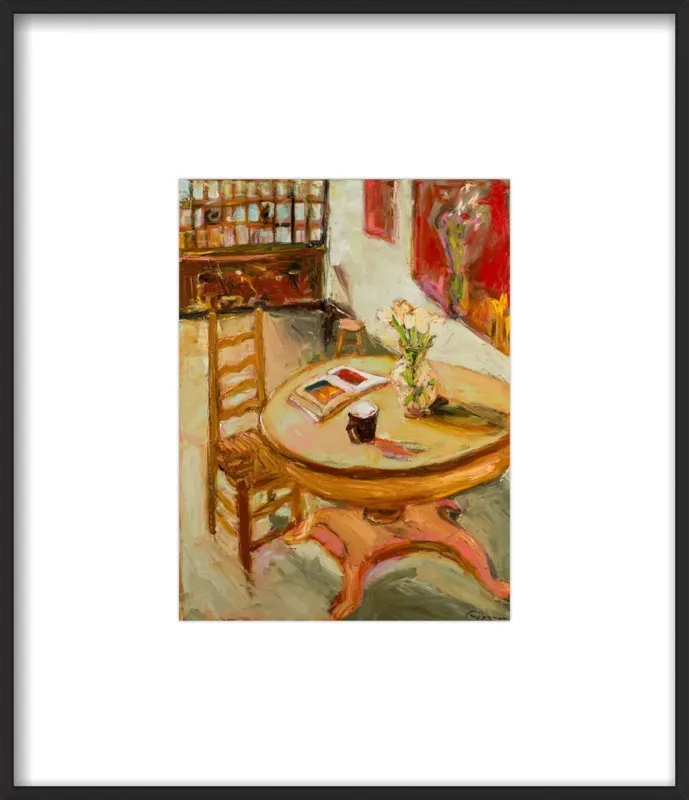 Still Life with open book on table by Ana Guzman for Artfully Walls