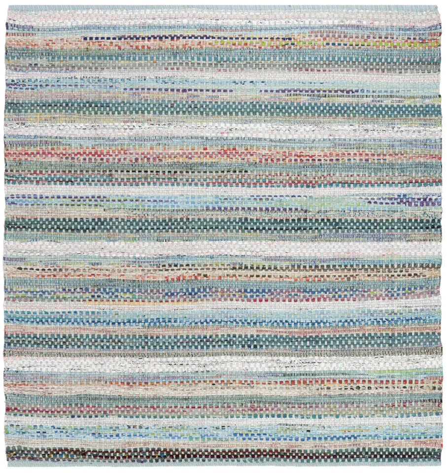 Arlo Home Hand Woven Area Rug, MTK975C, Aqua/Multi,  6' X 6' Square
