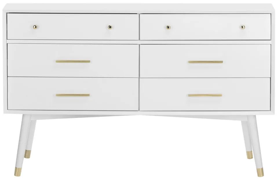 Madden Retro Dresser - White/Brass