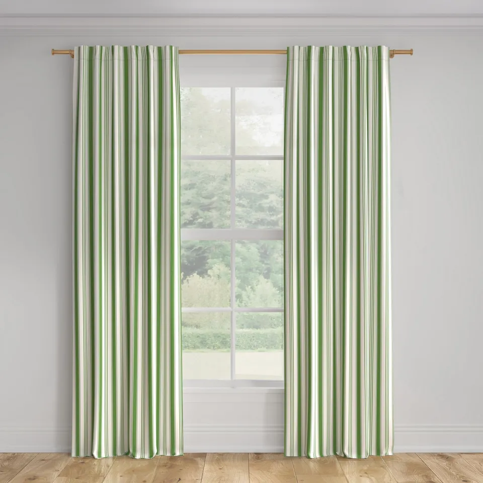Printed Linen Curtain, Jade Regency Stripe, 50" x 84", Privacy