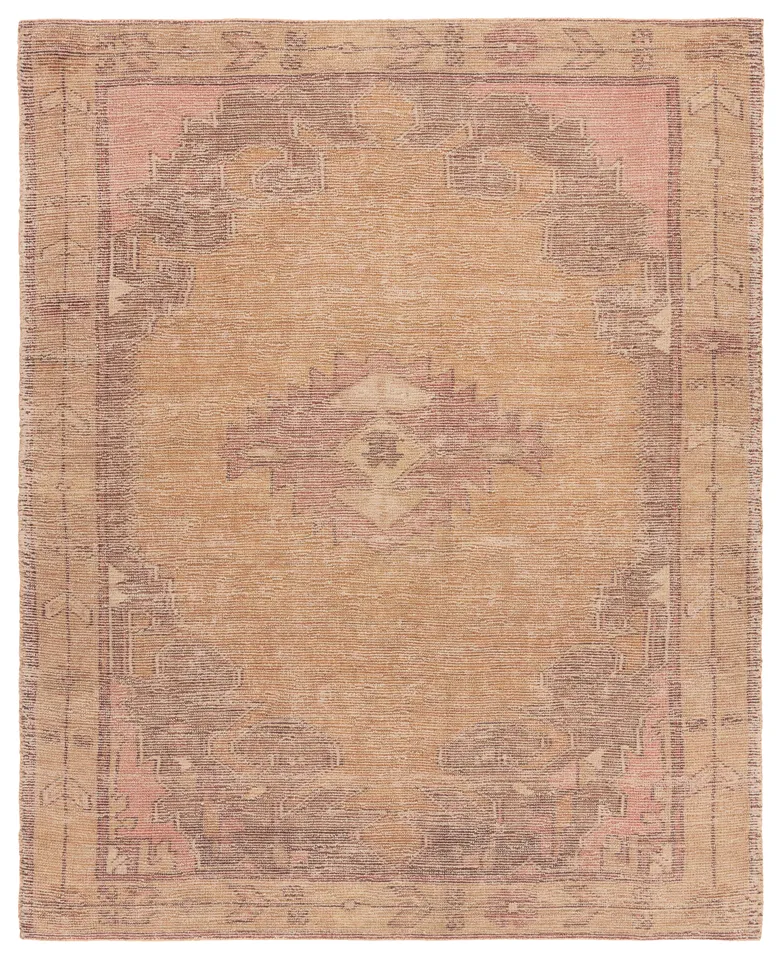 Caria ELA02 Handmade Oriental Tan and Brown Area Rug (9'6"x13'6")