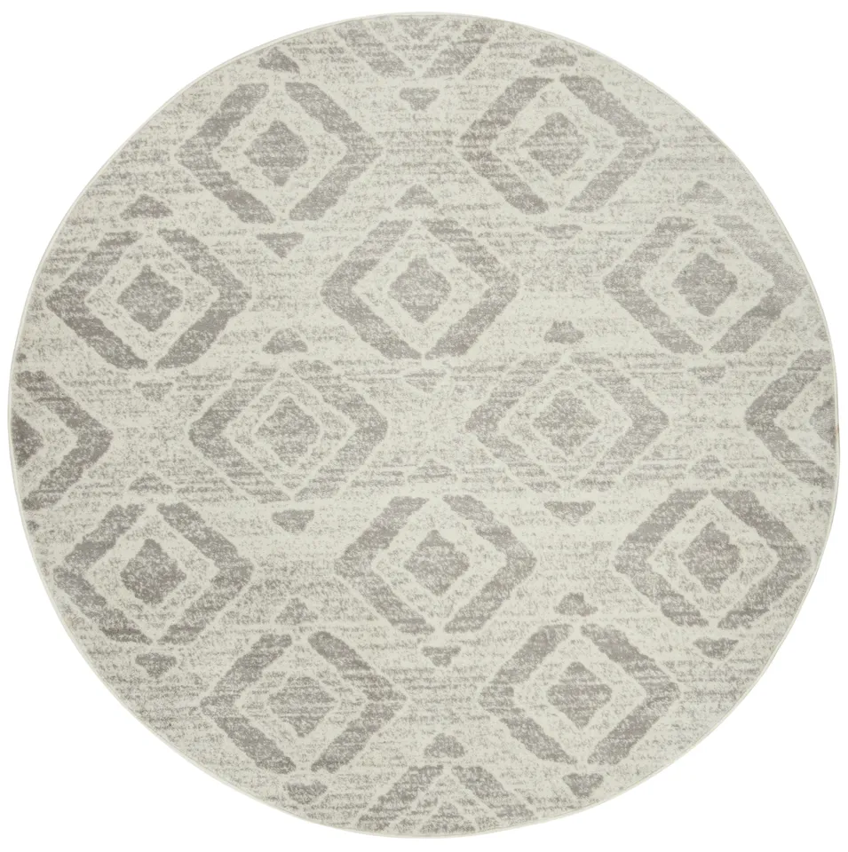 Arlo Home Woven Area Rug, SKY190H, Ivory/Grey,  6' 7" X 6' 7" Round