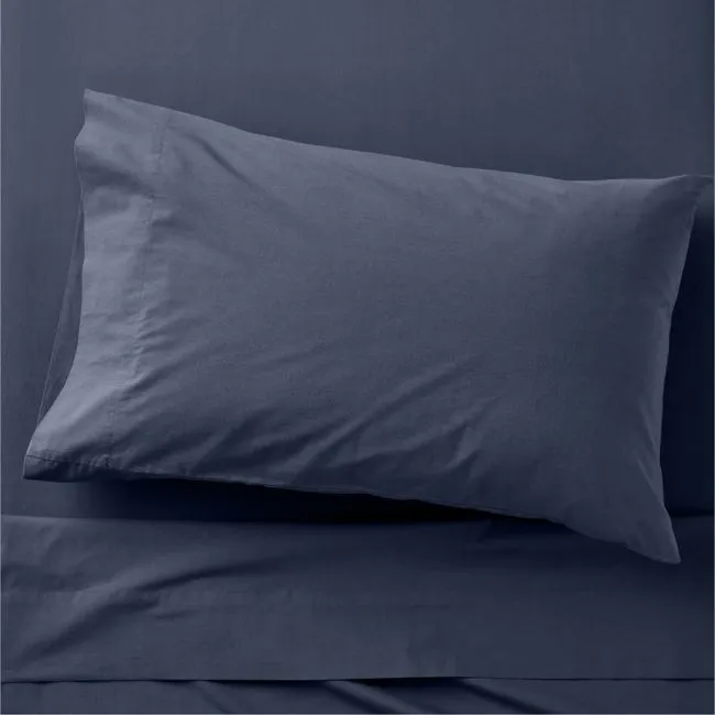 Cozy Cloud Deep Indigo Washed Organic Cotton Kids Twin Sheet Set