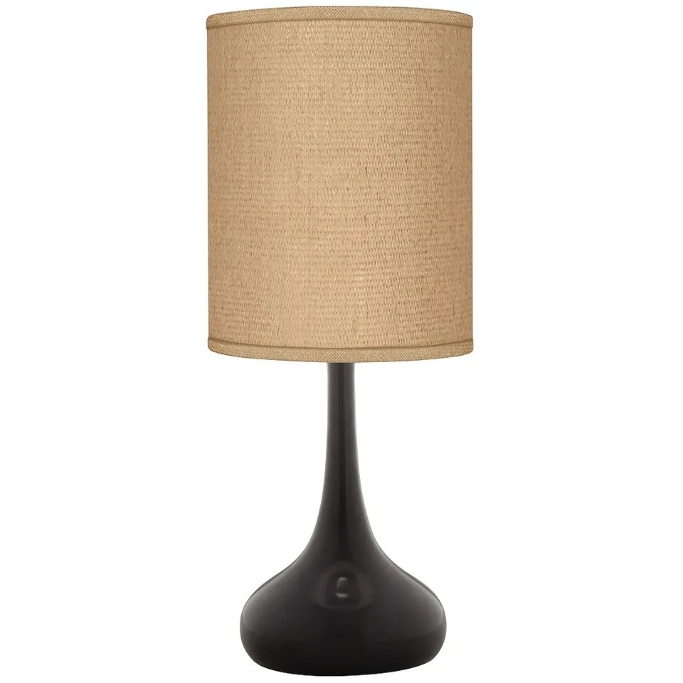 Possini Euro 23 1/2" Burlap Shade Black Droplet Modern Table Lamp