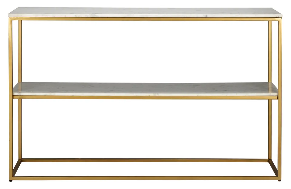 Kenna Marble Console Table - White Marble / Gold