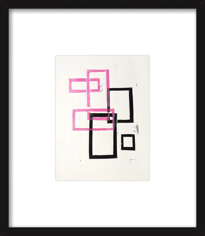 Pink and Black Geometric Squares x2 by Stacy Rajab for Artfully Walls