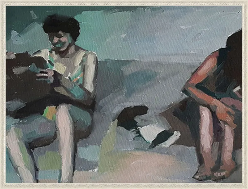 Girls at the beach by Mary Sinner for Artfully Walls